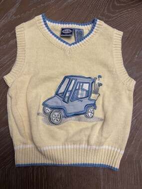 Vintage Koala Kids Yellow Rookie Golfer Golf Cart Sweater Vest 4T